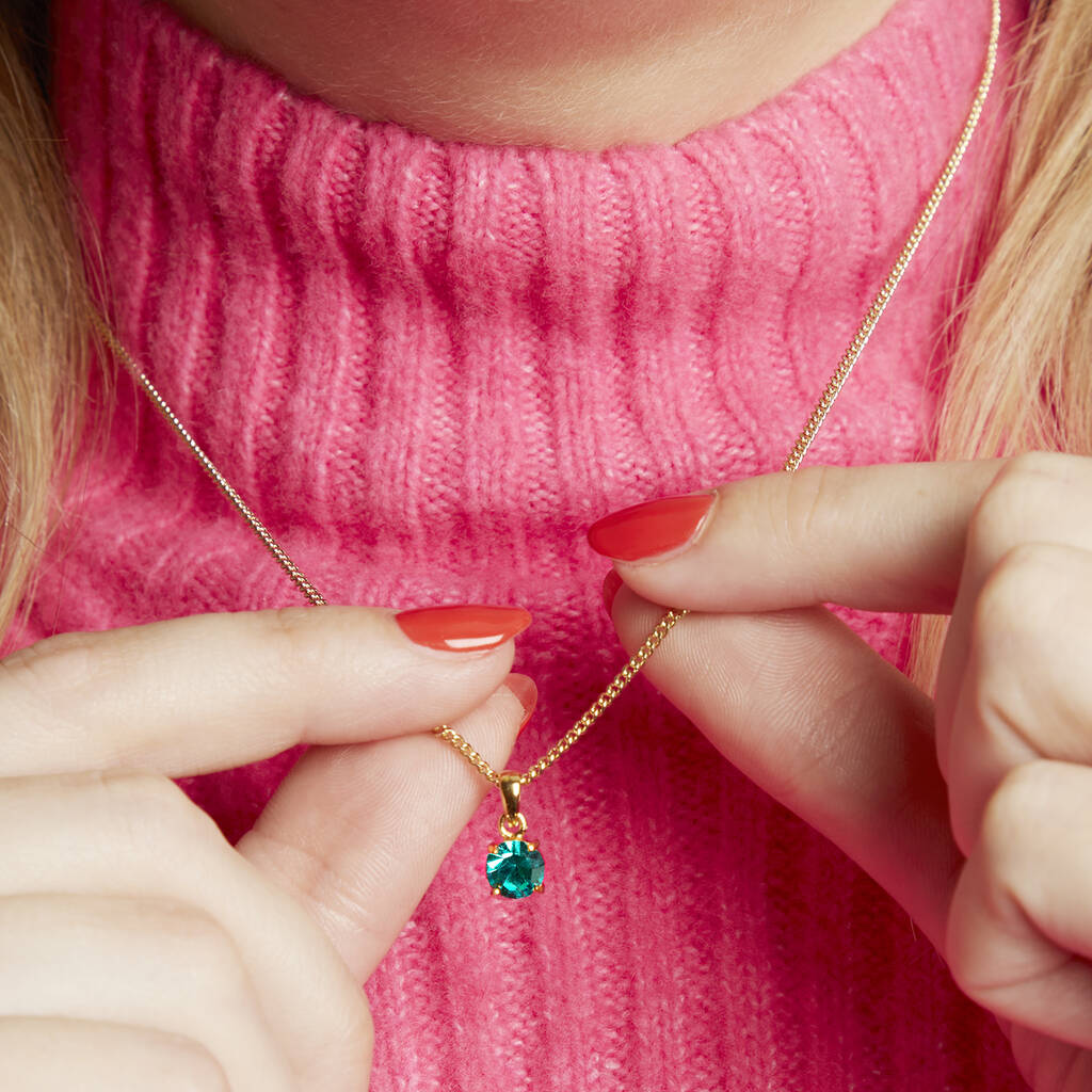 Philip Jones Collana Birthstone Dicembre (Topazio Blu) Con Cristalli Zircondia