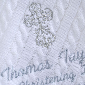 Personalised Christening Blanket With Pom Poms, 6 of 9