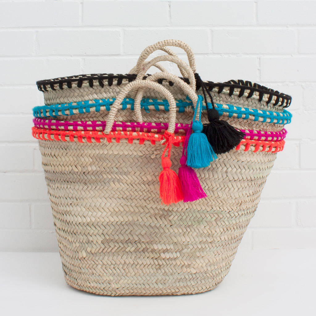 mexicana tassel beach basket | mini size also available by bohemia ...