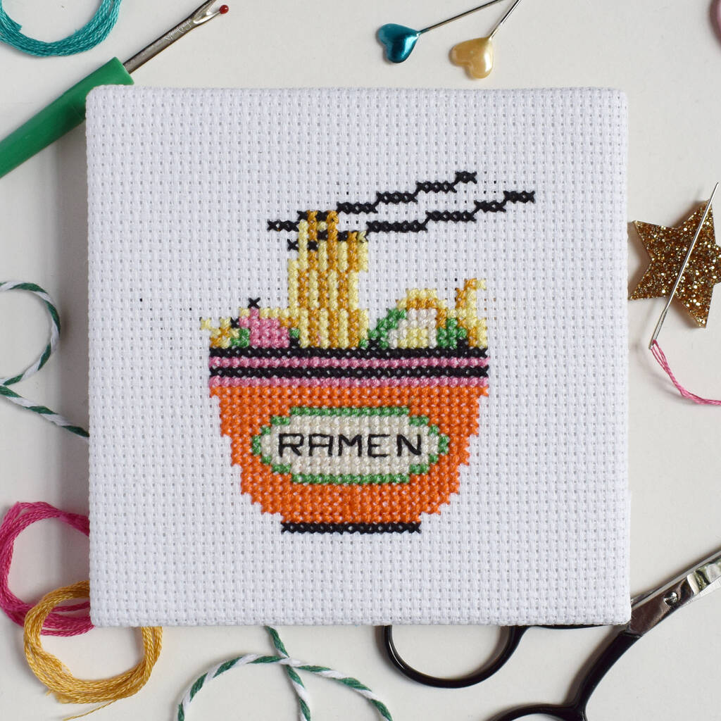 'Ramen' Mini Cross Stitch Kit, 1 of 2