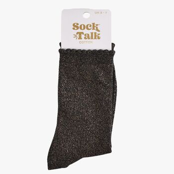Bronze Sparkly Glitter Ankle Socks Women's, 2 of 2