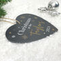 Personalised Festive Gold Slate Hanging Heart Decoration 15 X 16cm, thumbnail 5 of 6