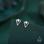 Art Deco Style Tiny Double Triangle Stud Earrings In Sterling Silver, thumbnail 3 of 11