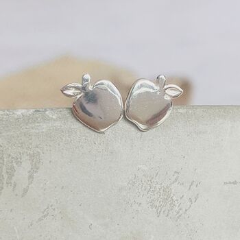 Sterling Silver Apple Earrings, Best Teacher Ever, 3 of 5
