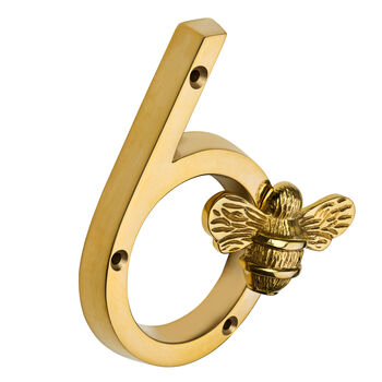 Solid Brass Bee Numbers In Brass Finish Four Inch, 7 of 10