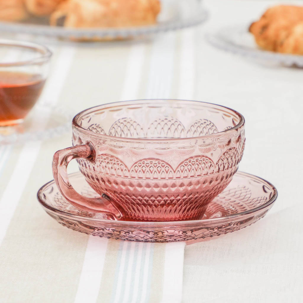Luxury Glass Afternoon Tea Cups And Saucers By Dibor