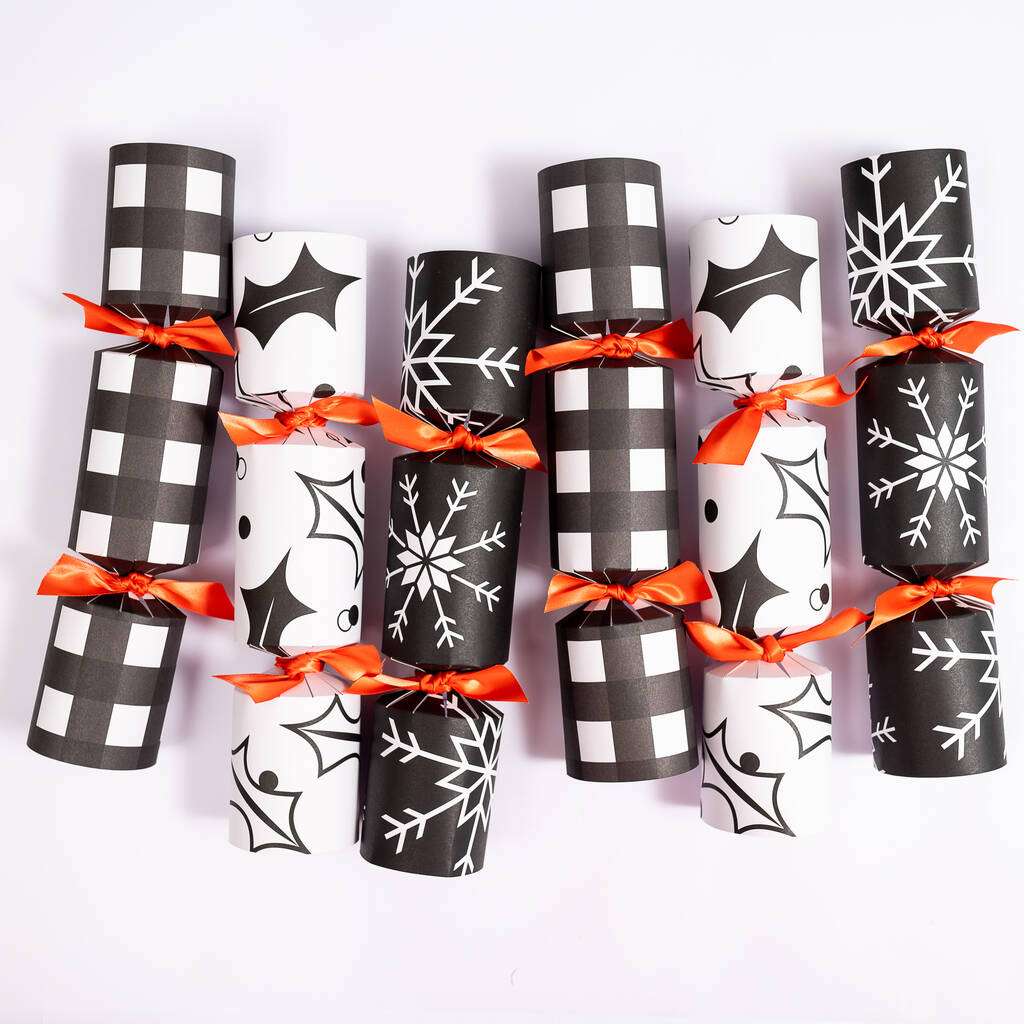 Luxury Stationery Christmas Crackers Black And White, 1 of 5