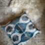 Square Velvet Ikat Cushion Blue Grey White Bulbous, thumbnail 8 of 10