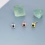 Sterling Silver Extra Tiny Dotted Cluster Black Cz Stud Earrings, thumbnail 4 of 12
