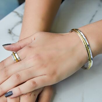 Gold Plated Sterling Silver Spinning Bangle, 2 of 5