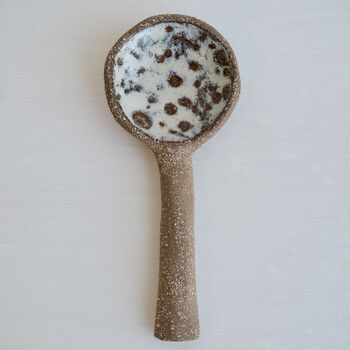 Handmade Pottery Brown/ Cream Textural Spoon, 2 of 8