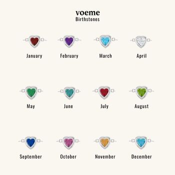 Birthstone Heart Bracelet Silver, 2 of 3