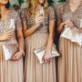 Bridesmaids Champagne Leather Clutch Bag Set Of Four, thumbnail 1 of 10