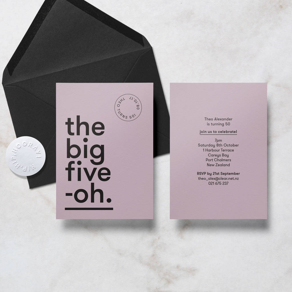 modern minimal 50th birthday invitations with envelope by crum&co | notonthehighstreet.com