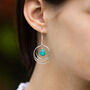 Silver Circles And Reconstituted Turquoise Earrings, thumbnail 2 of 4