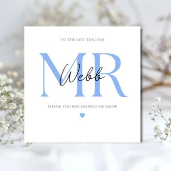 Teacher Thank You Card, Key Worker Appreciation End Of Term Gift, Choice Of Colours, 3 of 6