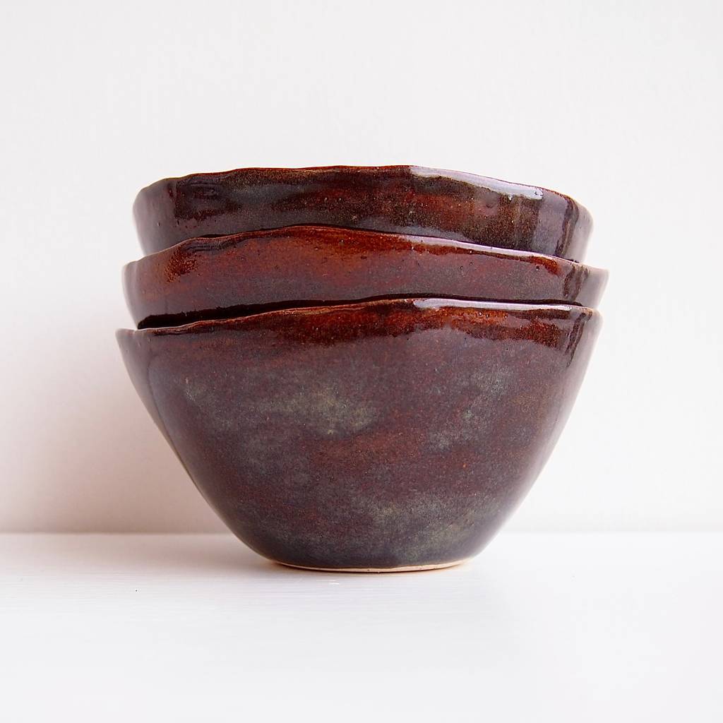 Handmade Brown Pottery Serving Cereal Bowl By