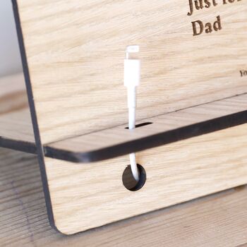 Personalised Engraved Wooden Phone Accessory Stand, 2 of 6