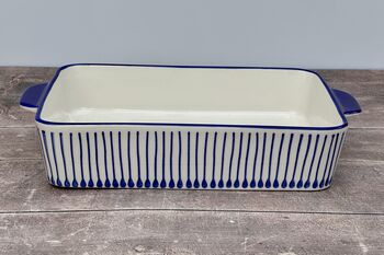 Blue And White Striped Rectangular Baking Dish, 34cm, 2 of 4