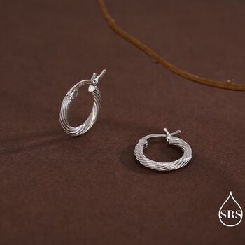 Mini Chunky Braided Hoop Earrings In Sterling Silver, 3 of 11