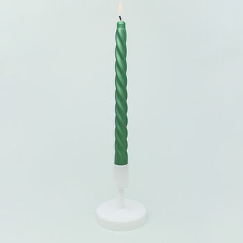 G Decor Coraline Verdéline Set Of Two, 10 Or 20 Forest Green Twisted Dinner And Taper Candles, 3 of 3