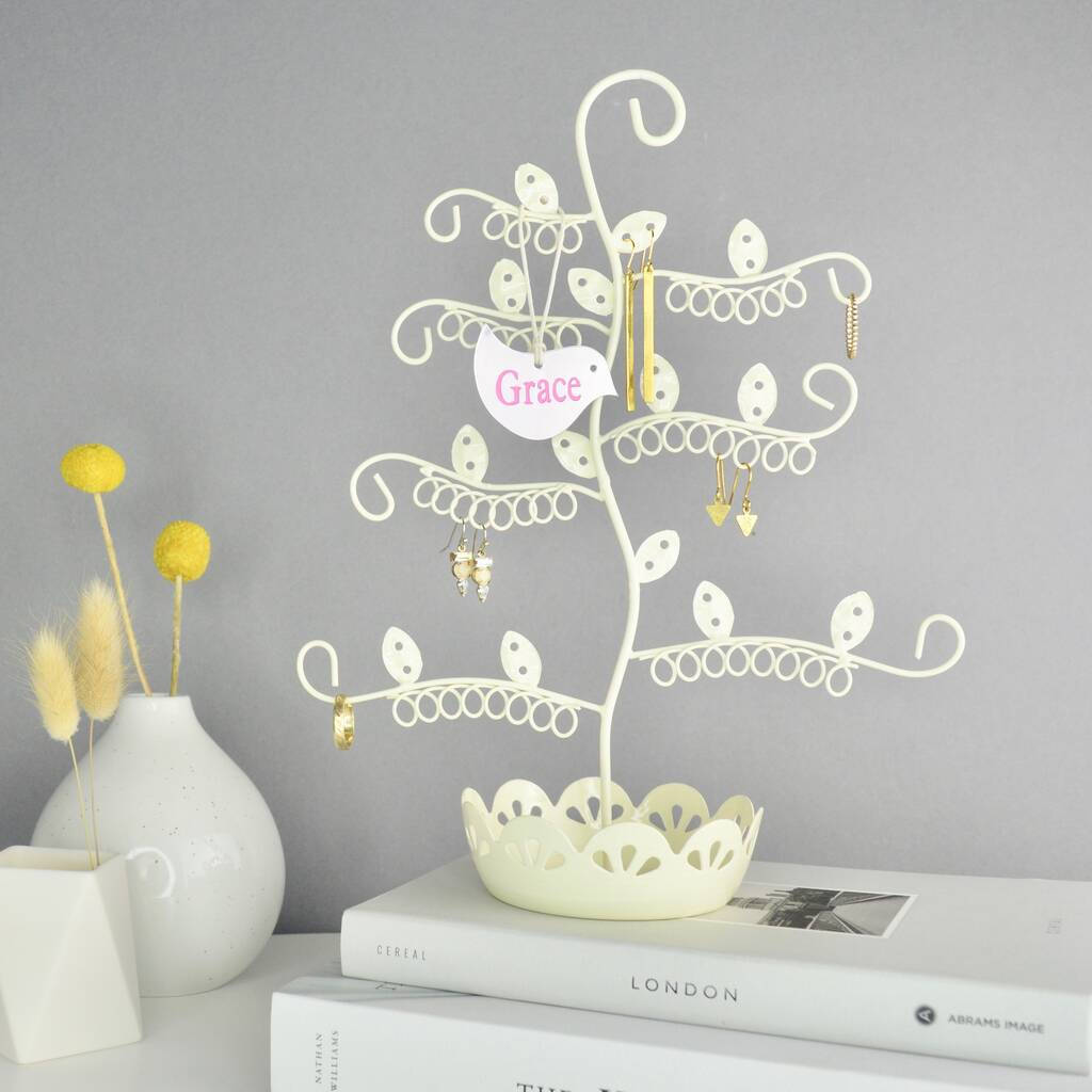 Personalised Flower Earring Stand And Bowl By Not a Jewellery Box