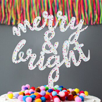 Merry And Bright Cake Topper, Christmas, 2 of 2