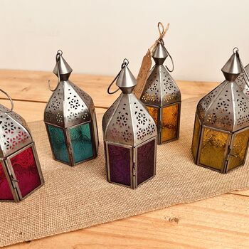 Moroccan Style Lantern Tea Light Holder Silver, 3 of 8