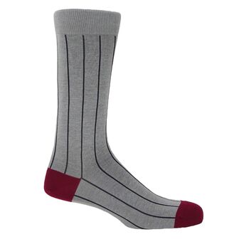 Pin Stripe Grey Luxury Crew And Trainer Men’s Socks, 3 of 5