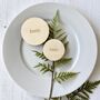 Round Wooden Wedding Favour Place Name Settings, thumbnail 6 of 9