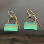 Handmade Gold And Green Block Earrings, thumbnail 3 of 8