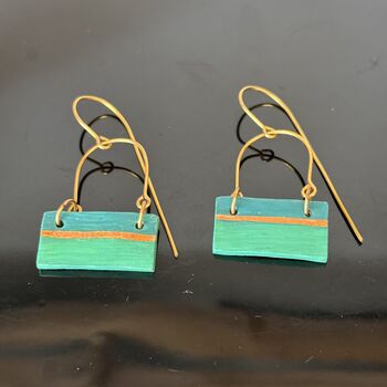 Handmade Gold And Green Block Earrings, 3 of 8