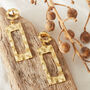 Hammered Rectangle Gold Plated Earrings, thumbnail 2 of 5
