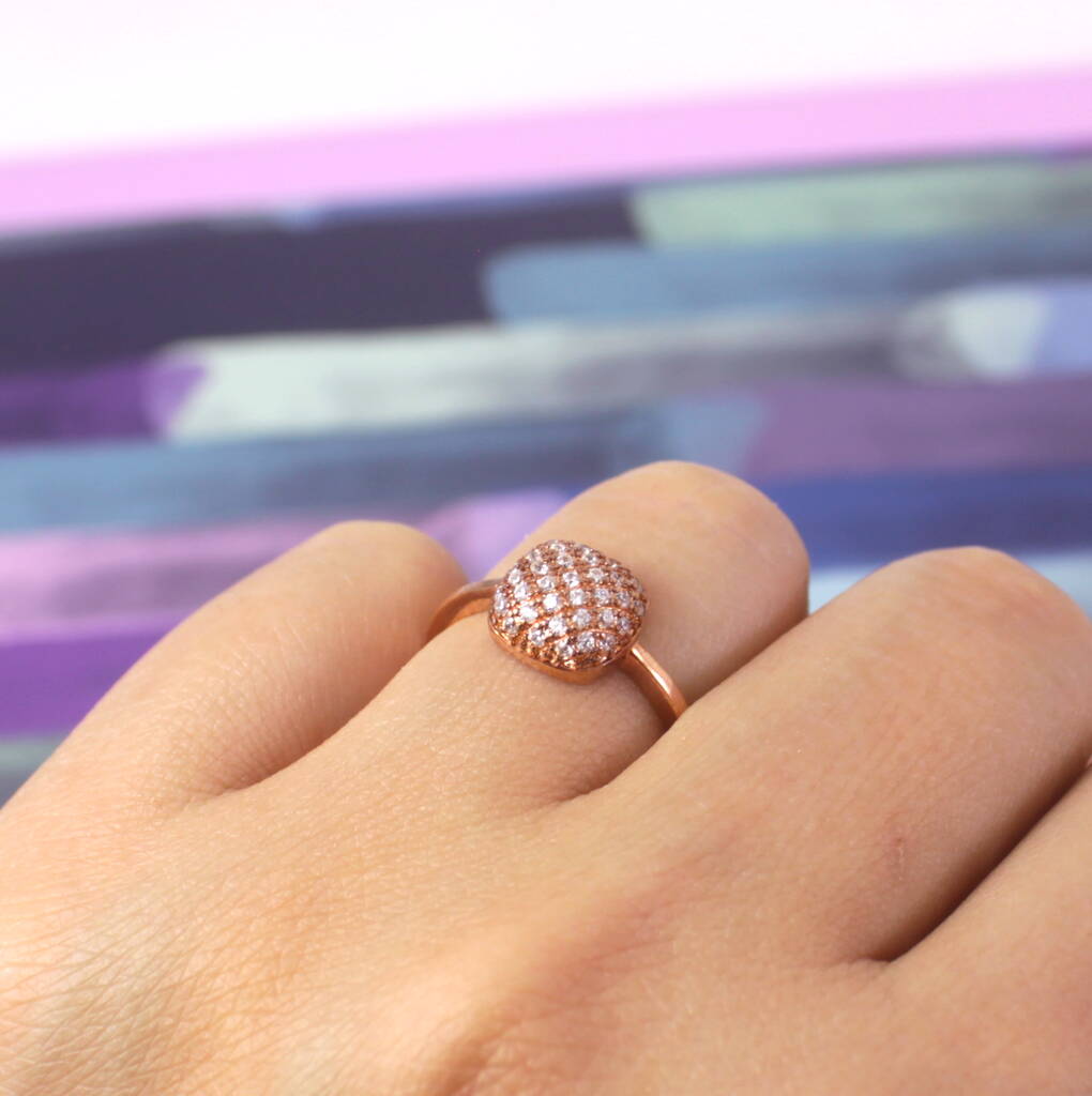 Sterling Silver Pave Square Stacking Ring By Lucy Loves Neko