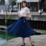 Isabelle Skirt In Palace Blue Vintage 1940s Style, thumbnail 3 of 3