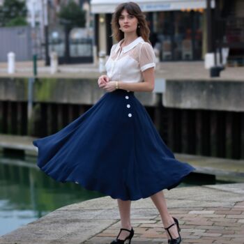 Isabelle Skirt In Palace Blue Vintage 1940s Style, 3 of 3