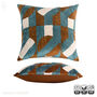 Geometric Blue And Brown Velvet Pillow Cover 50x50cm, thumbnail 2 of 6