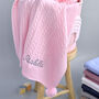Personalised Pink Knitted Baby Blanket, thumbnail 1 of 8