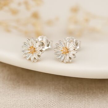 Sterling Silver And Gold Plated Aster Stud Earrings – 8mm, 2 of 3