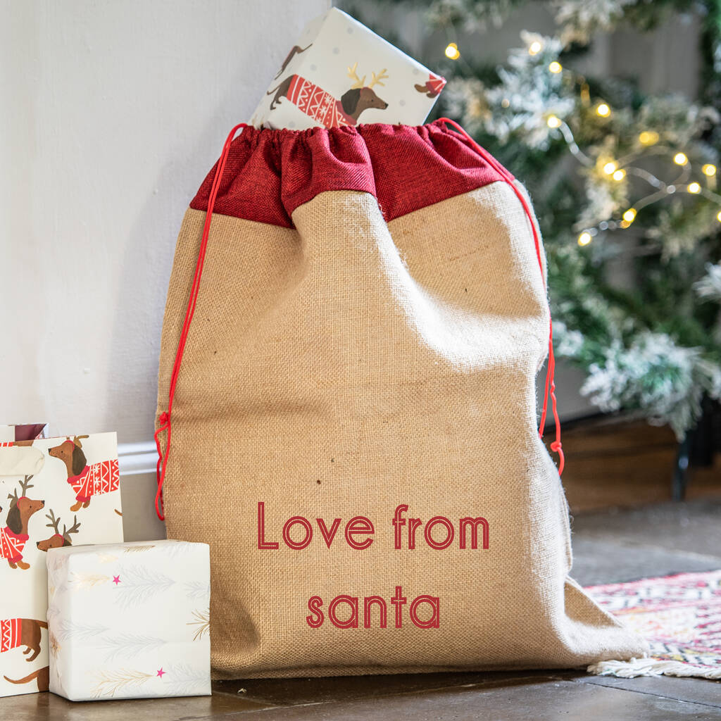 Large Personalised Christmas Hessian Sack By The Letteroom