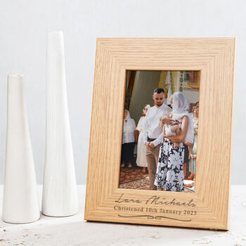 Personalised Engraved Baby Girl Christening Photo Frame, 6 of 9