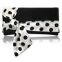 Black And Ivory Polka Dot Satin Clutch Handbag Piper, thumbnail 2 of 5