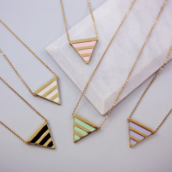 Striped Enamel Triangle Necklace, 5 of 7