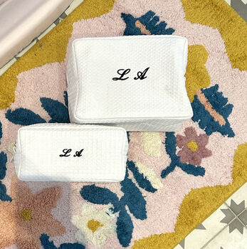 Monogramed Set Of Cosmetic Bags, 8 of 10