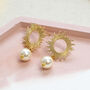 Sun Earrings With Pearl Drop Detail, thumbnail 3 of 9