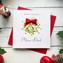 Mum And Dad Mistletoe Christmas Card. Personalised, thumbnail 1 of 7