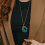 Gold Plate Xl Length Maxi Blue Agate Pendant Necklace, thumbnail 4 of 5