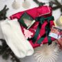 Luxury Christmas Pyjama Gift Set For Her – Deep Pink Satin Pjs, Candle, Socks And Hair Bow, thumbnail 1 of 9