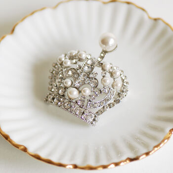 Vintage Style Pearl Crown Brooch, 10 of 11