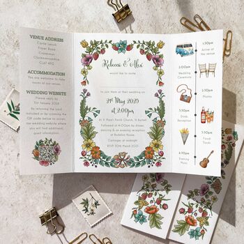 Vintage Floral Wedding Invitation Suite, 4 of 12